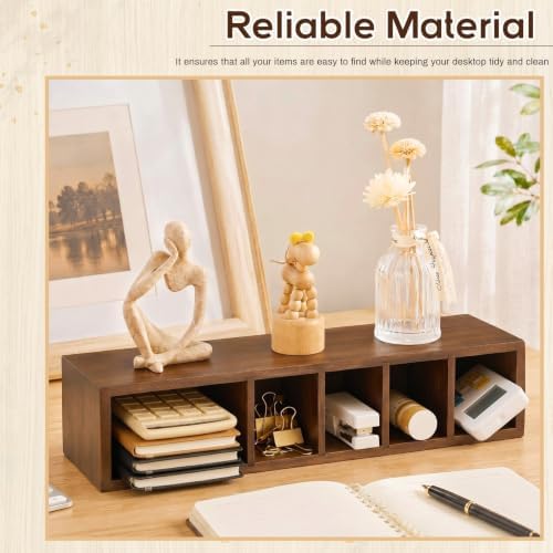 Jetec Wooden Pencil Pen Holder for Desk, Walnut, 6 Compartments