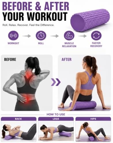 12 Inch EVA Soft Dot Foam Roller for Yoga and Balance Exercises，Purple：12in