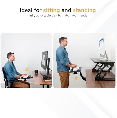 Mount-It! Under Desk Keyboard Tray, Adjustable Slide-Out Keyboard & Mouse Platform, 26.5" W × 10" D, Ergonomic Wrist Rest, Height Tilt & Swivel, Heavy-Duty Bolt-On Keyboard Drawer