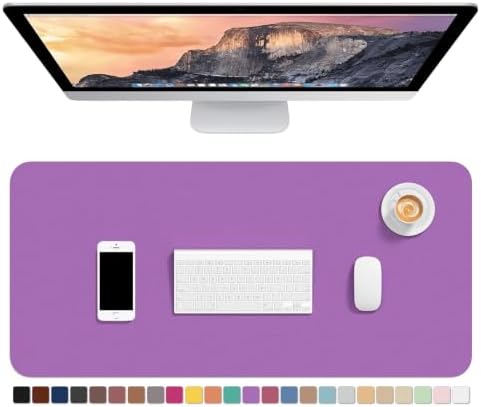 Hsurbtra Desk Pad, 30" x 14" PU Leather Desk Mat, XL Extended Mouse Pad, Waterproof Desktop Blotter Protector, Non-Slip Ultra Thin Large Laptop Keyboard Writing Mat for Office Home, Purple