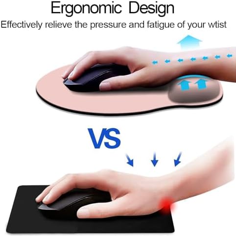 DOOKE ErgoComfort Wrist Rest Mouse Pad-Ergonomic Office Mousepad with Wrist Support-Non-Slip,Pink Desk Accessories Mat for Home&Game Decor Cute Pink