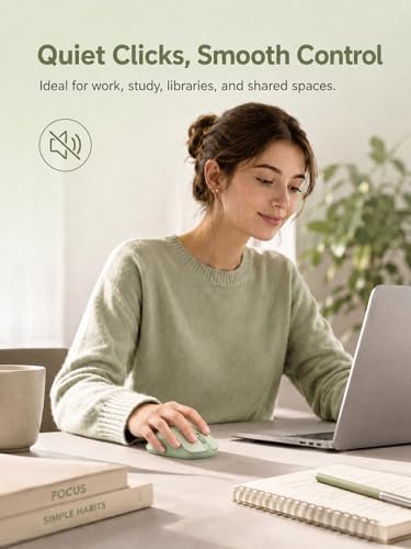 RAPIQUE Bluetooth Wireless Mouse, Dual Bluetooth & 2.4GHz, Sage Green