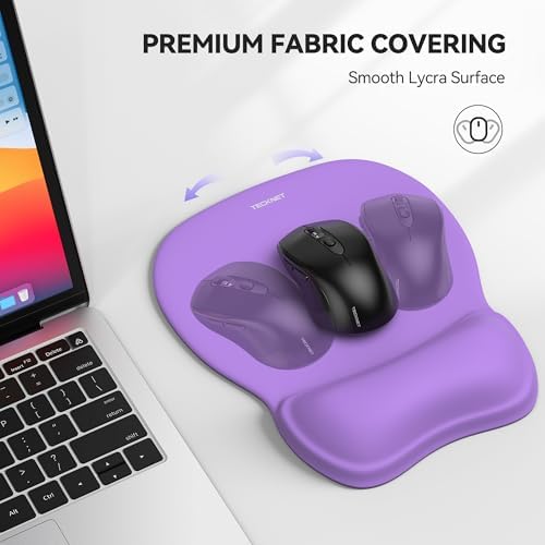TECKNET Gel Ergonomic Mouse Pad with Wrist Rest, Non-Slip PU Base, Purple