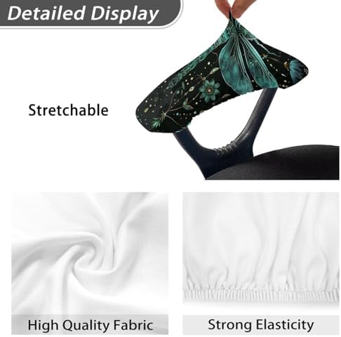 Office Chair Armrest Covers Set of 2, Dragonfly Flower Print Chair Arm Covers, Removable Office Chair Covers Stretchy Armrest Covers, Home Decorations