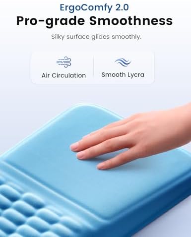 Vaydeer Ergonomic Mouse Pad with Wrist Rest – Memory Foam Mouse Pad with Wrist Support & Massage Bulge, Non-Slip PU Base, Relieves Carpal Tunnel Pain – Ideal Mouse Wrist Rest for Office & Home (Blue)