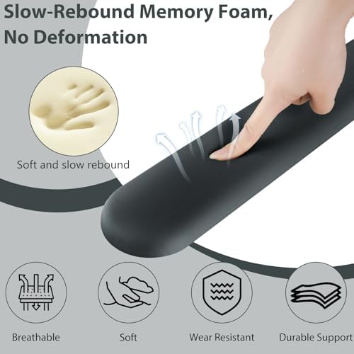 Sushret Mouse Pad and Keyboard Wrist Rest, 3-in-1 Gel Memory Foam Ergonomic Mouse Pad with Wrist Rest Set, Gaming Mousepad Arm Cushion Support for Computer Office Desk Accessories Cute Setup, Charcoal