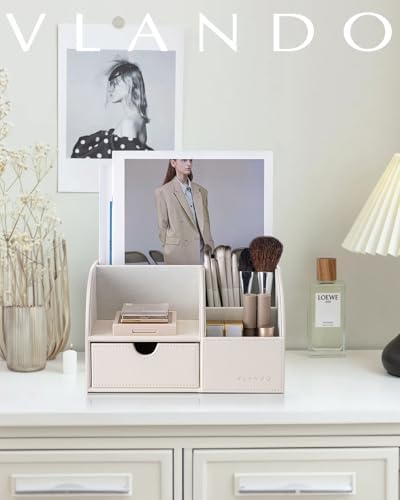 VLANDO PU Leather Desk Organizer with Drawer,6 Compartments