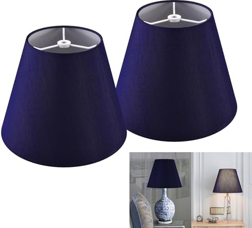 GO&SO Small Mini Lamp Shades Set of 2,5"×9"×6.4" Blue Bell Shade Replacment