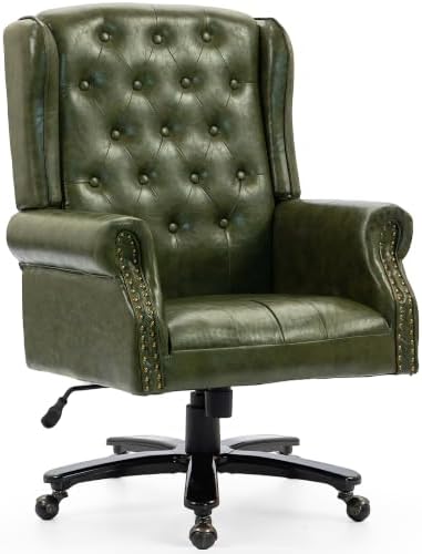 Vintage High Back Wingback Executive Office Chair, Green