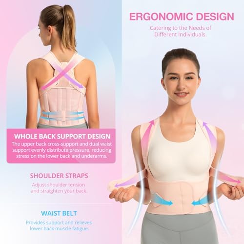 SHAPERKY Posture Corrector for Women for Support: Back Brace for Full Back Support - Adjustable Shoulder Straightener for Women and Men (Large)