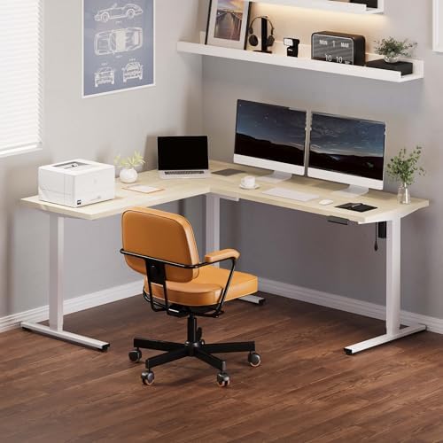 SANODESK 71" Reversible L-Shaped Electric Standing Corner Computer Desk