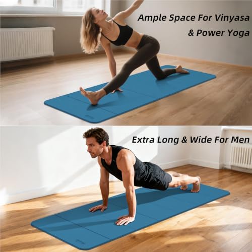 Foldable Yoga Excercise Mat 71"L x 24"W, Odourless Light Weight POE Mat For Home Fitness and Gym Workouts, 1/4 inch Non-slip design for All Types of Yoga Pilates