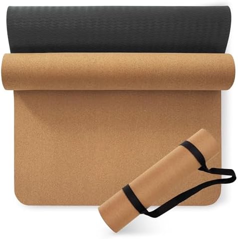 Umineux Cork Yoga Mat 1/4 & 2/5 Inch Thick 72 x 26 in