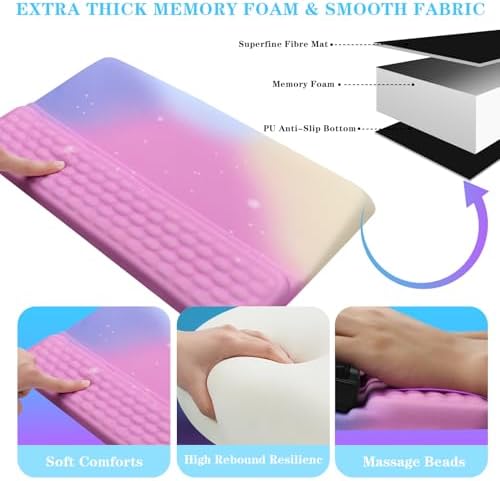 Computer Keyboard Stand with Wrist Rest, Ergonomic Tilted Keyboard Holder - Keyboard Riser with Wrist Pad - Keyboard Tray Support for Office Home - Starry Pink