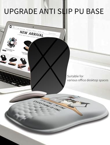 Hokafenle Ergonomic Wrist-Hugging Mouse Pad Wrist Support, U-Shaped Holding Wrist Rest Mousepad for Carpal Tunnel Pain Relief with Cushioned Memory Foam Slope Massage Bulge (10.2x8.3 in,It is fine)
