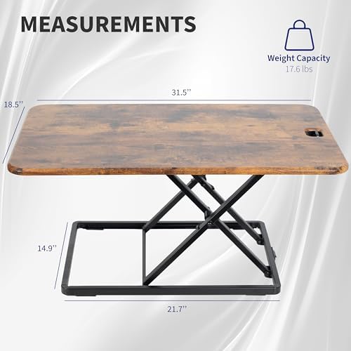 VIVO Vintage Brown 32 in Single Top Standing Desk Converter, DESK-V032JN
