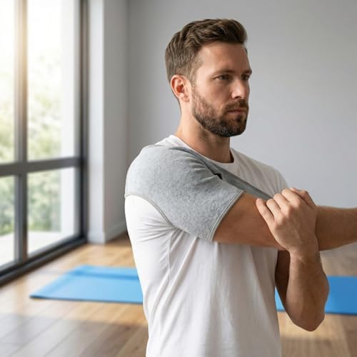 YARNOW Shoulder Support Brace Adjustable Straps Fitness Wrap for Left or Right Shoulder Breathable Compression Sleeve for Sports Exercise Men and Women