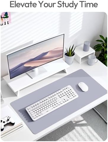 YSAGi Leather Desk Pad Protector, Office Desk Mat, Large Mouse Pad, Non-Slip PU Leather Desk Blotter, Laptop Desk Pad, Waterproof Desk Writing Pad for Office and Home (Soft Lavender, 31.5" x 15.8")