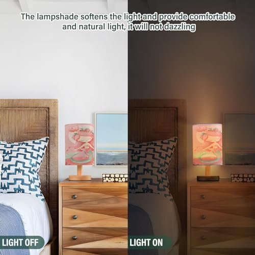 ALAZA Mermaid Coral Reef Decor Bedside Table Lamp with USB Port for Bedroom Nightstand Office Desk LED Bulb Included
