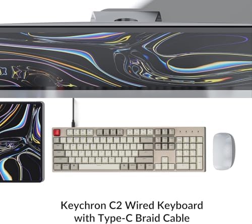 Keychron C2 Full Size Wired Mechanical Keyboard, Red Switch, Retro