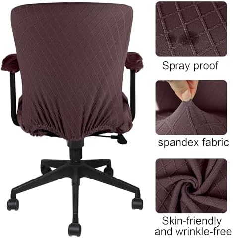Tallew 4 Pcs Office Chair Covers Stretch Seat Armrest, Coffee Color