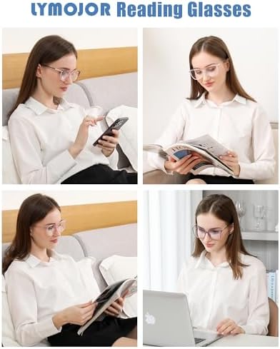 4 Pack Reading Glasses for Women Blue Light Blocking, Fashion Bling Readers with UV400 Protection & Portable Cases