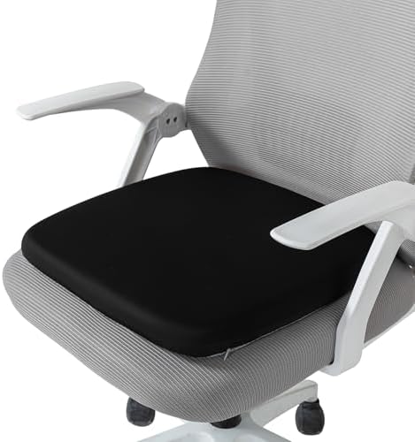 SheRest Office Chair Cushion with Straps, Memory Foam Seat Cushion with Removable Cover, Suitable for Office Chairs, Car Seats, and Airplane Seats, Black, Large