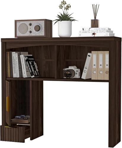 Desktop Shelf, Wooden Desk Hutch with Storage, Desktop Bookshelf