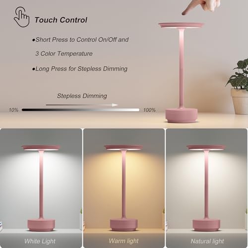 TBBGA 2 Pack Rechargeable Table Lamps Cordless, 5000mAh Outdoor Table Light