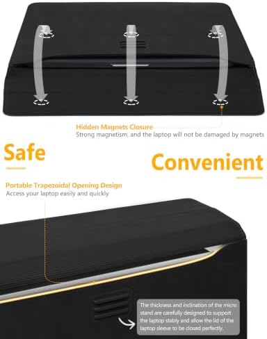 HYZUO 13 Inch Laptop Case Sleeve Bag with Adjustable Stand, Black