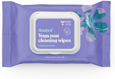 ASUTRA Yoga Mat Cleaning Wipes (Lovely Lavender), 1 (1 Pouch = 30 Wipes)