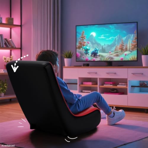 GTPLAYER Floor Rocker Gaming Chair – Adjustable Angle Limiter, Ultra Lightweight Ergonomic Floor Rocking Game Seat for Gaming and Lounging, Red