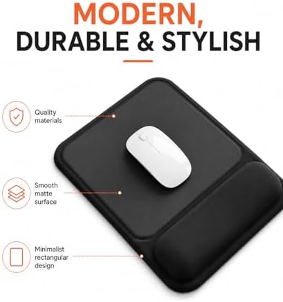 eulps Ergonomic Mouse Pad with Wrist Rest, Gel Mousepad with Soft Wrist Support, Non-Slip PU Base, Smooth Surface Mouse Pad for Wrist Pain Relief, Computer Laptop Office Home & Gaming (Classic Black)