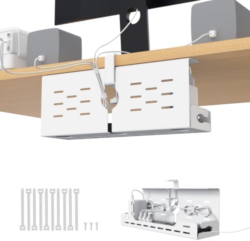 Univivi Under Desk Cable Management Tray, Cable Management, 16 inch, White