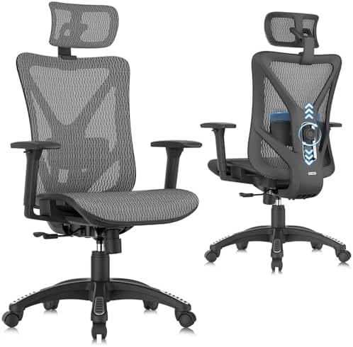 ELABEST Mesh Office Chair,Ergonomic Computer Desk Chair,Sturdy Task Chair- Adjustable Lumbar Support & Armrests,Tilt Function,Comfort Wide Seat,Swivel Home Office Chair (Graphite)