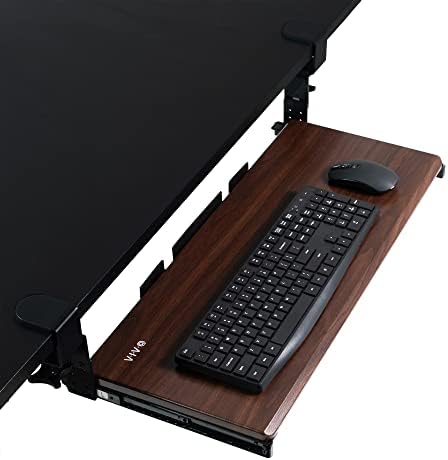 VIVO Dark Walnut Clamp-on 27 x 11 in Adjustable Keyboard Tray, MOUNT-KB05HD