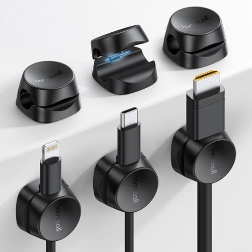 Lamicall 6Pack Cord Organizer, [1s Lock] Spring Cable Holder Clips for Desk