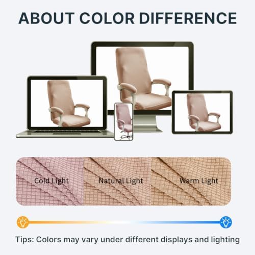 FORCHEER Water-Resistant Large Office Chair Cover with Armrest Covers Pink Stretch Jacquard Computer Desk Chair Slipcover Non-Slip Cats/Dogs Proof Washable