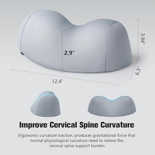 COMFYTHERA Small Neck Stretcher Pillow for Pain Relief, Soft Cervical Traction Device Neck Mild Support Pillow Memory Foam Cervical Neck Orthopedic Pillow for Tension Muscle Relax Relief (Grey)