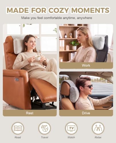 Headrest Pillow Adjustable Non-Slip Velvet for Recliner/Armchair, Grey
