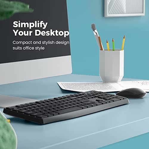 2.4G Wireless Keyboard Mouse Combo, Full-Sized for Computer- Black