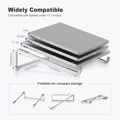 TENOC Foldable Laptop Stand for Desk, Silver