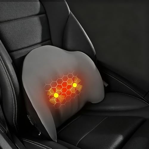 Car Lumbar Back Support Pillow, Heat Vibration Massage Car Lumbar Pillow
