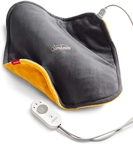 Sunbeam ConformHeat Heating Pad, 14" x 14", Lightly Weighted, Flexible Design, XpressHeat Technology, Machine-Washable, Pain Relief for Back, Shoulder, Neck, Grey