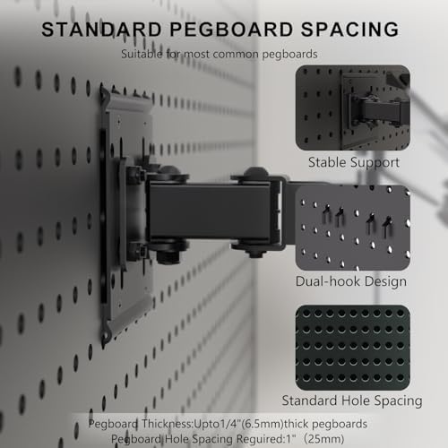 WALI Articulating Pegboard Adjustable Mount for Laptop and Monitor