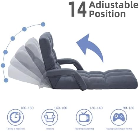 Adjustable Floor Gaming Chair with Footrest, 14-Position Backrest