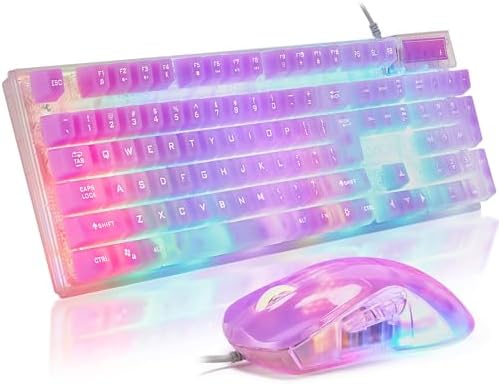 Wired LED Gaming Keyboad and Mouse Combo, 10 RGB Backlit Effects for PC