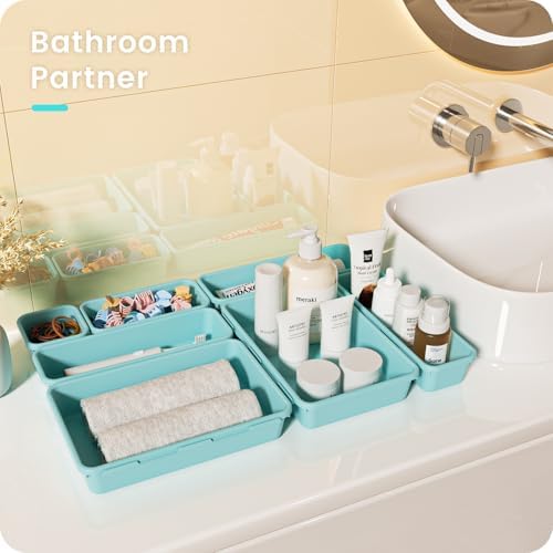 A-LuGei 【Military Grade】 Drawer Organizer for Vanity Bathroom Makeup Desk