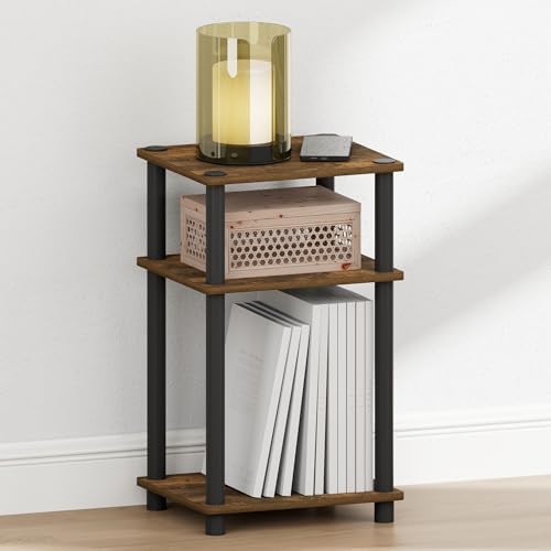 Furinno JUST Toolless 3-Tier Night Stand, Open Storage, Americano