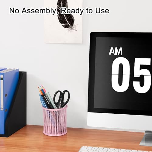 EasyPAG Pencil Holder for Desk, 2 Pack Metal Pen Organizer, Mesh Pencil Cup Organizer for Home, Office, Classroom, School, Pink
